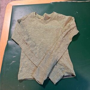 Lululemon Athletica Black and green Striped Long Sleeve Tee